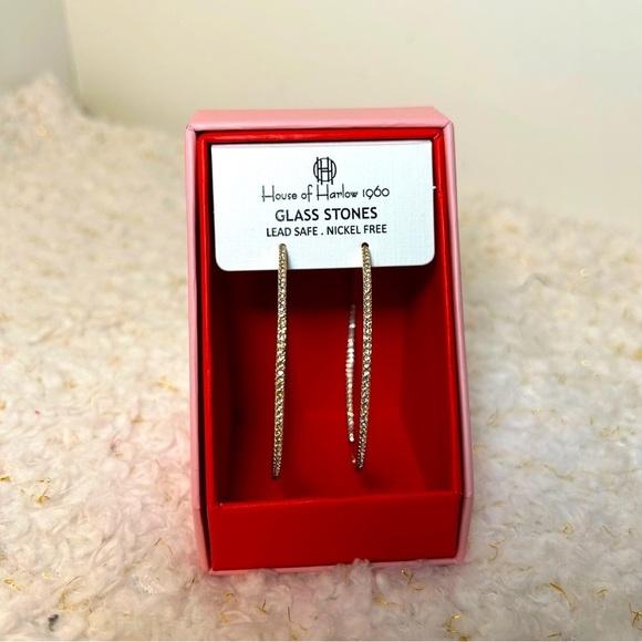 House of Harlow 1960 Gold Plated Earrings for Women’s Hoop Earring Minimalist - Picture 3 of 6